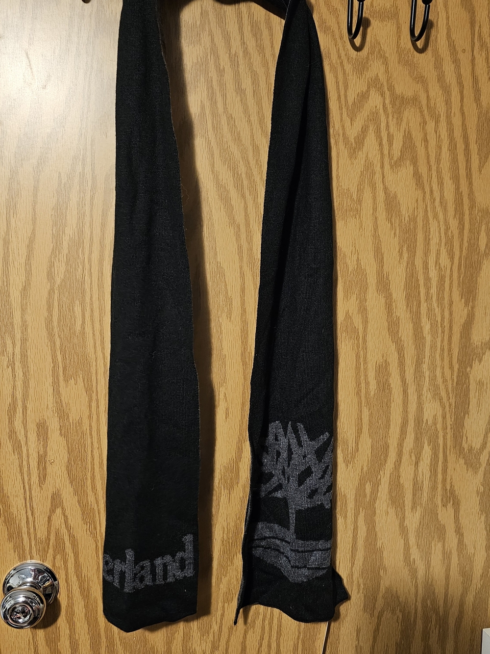 Timberland Black Logo Knit Scarf by Timberland